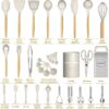 Umite Chef Silicone Kitchen Utensil Set, 34PCS Heat Resistant Kitchen Gadgets and Tools With Grater, Wood Handles for Nonstick Cookware - Image 2