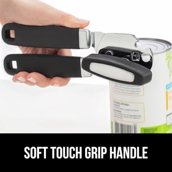The Original GORILLA GRIP Heavy Duty Stainless Steel Smooth Edge Manual Can Opener and Bottle Openers, Soft Ergonomic Handle, Oversized Handheld Easy Turn Knob, Multifunctional Kitchen Tool, Black - Image 2