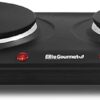 Elite Gourmet EDB-302BF# Countertop Double Cast Iron Burner, 1500 Watts Electric Hot Plate, Temperature Controls, Power Indicator Lights, Easy to Clean, Black - Image 2
