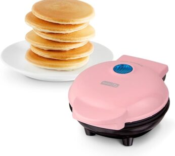 DASH Mini Maker Electric Round Griddle for Individual Pancakes, Cookies, Eggs & other on the go Breakfast, Lunch & Snacks with Indicator Light + Included Recipe Book – Pink