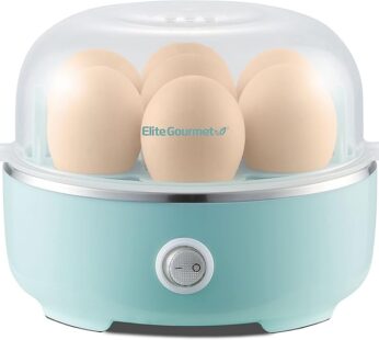 Elite Gourmet EGC115M Easy Egg Cooker Electric 7-Egg Capacity, Soft, Medium, Hard-Boiled Egg Cooker with Auto Shut-Off, Measuring Cup Included, BPA Free, Retro Mint