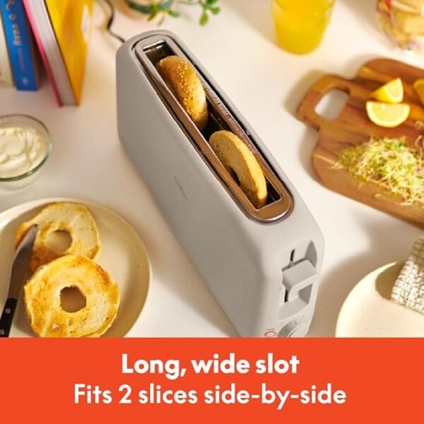 bella 2 Slice Slim Toaster, Fits-anywhere™ Kitchenware, 6 Setting Shade Control with Reheat & Cancel Buttons, Removable Crumb Tray, 10” Long Slot, Anti Jam & Auto Shutoff, 900 Watt, Oatmilk - Image 2