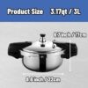Compact Small Pressure Cooker, 3.17 Quart Stainless Steel Pressure Cooker with Safety Valve 80kpa Safe Explosion Mini Cooker for Gas Stove Induction Cooker - Image 2