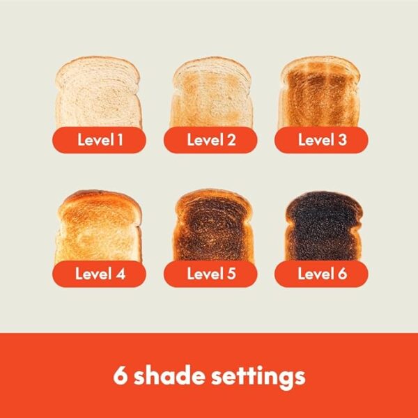 bella 2 Slice Slim Toaster, Fits-anywhere™ Kitchenware, 6 Setting Shade Control with Reheat & Cancel Buttons, Removable Crumb Tray, 10” Long Slot, Anti Jam & Auto Shutoff, 900 Watt, Oatmilk - Image 5