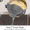 Kitchen Gizmo Snap N' Strain - Silicone Pasta Strainer Clip-On for Pots and Pans - Heat Resistant Colander for Vegetables and Noodles - Kitchen Gadgets for Cooking - Space-Saving Design - Grey - Image 3
