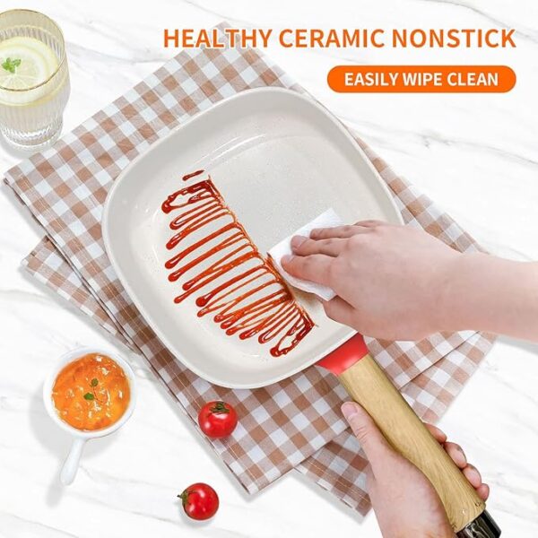 Audecook Hot Pot Electric 2L, Cermic Glaze Non-Stick Frying Pan 8 Inch, Portable Travel Cooker for Ramen/Steak/Fried Rice/Oatmeal/Soup, with Dual Power Control (Silicone Spatula Included) - Image 5