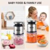 Mini Food Processor, 2.5 Cup/ 600 ML Baby Food Maker, 400 W Power Electric Grinder Chopper for Fruit, Vegetable, Meat, Baby Food Puree Blender (Sliver) - Image 5