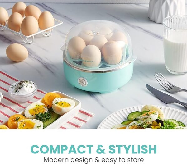 Elite Gourmet EGC115M Easy Egg Cooker Electric 7-Egg Capacity, Soft, Medium, Hard-Boiled Egg Cooker with Auto Shut-Off, Measuring Cup Included, BPA Free, Retro Mint - Image 5