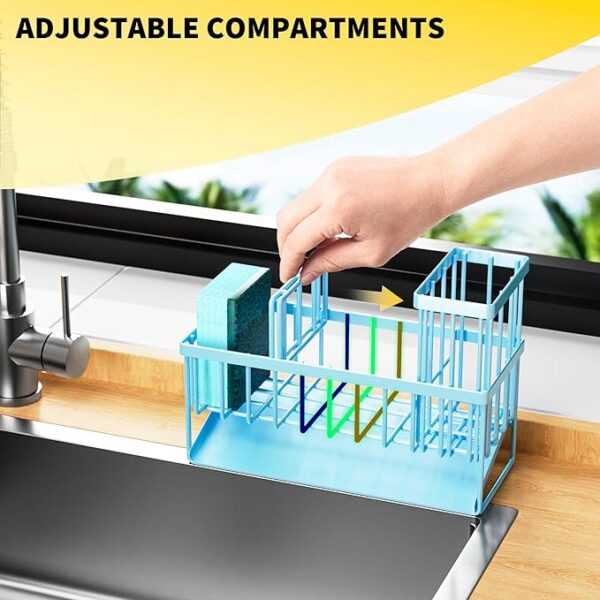 Cisily Kitchen Sink Caddy Organzier with High Brush Holder, Sponge Holder for Sink, 304 Rustproof Stainless, Kitchen Countertop Soap Dispenser Organizer, Kitchen Decor and Accessories - Image 5