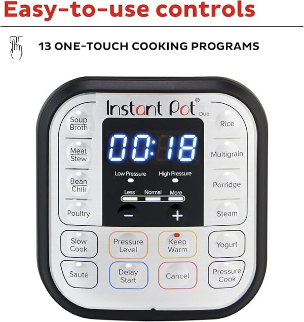 Instant Pot Duo 7-in-1 Electric Pressure Cooker, Slow Cooker, Rice Cooker, Steamer, Sauté, Yogurt Maker, Warmer & Sterilizer, Includes App With Over 800 Recipes, Stainless Steel, 6 Quart - Image 2