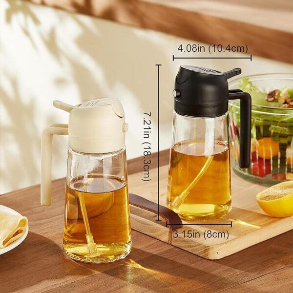 TrendPlain 16oz/470ml Glass Olive Oil Sprayer for Cooking - 2 in 1 Olive Oil Dispenser for Kitchen Gadgets, Air Fryer, Salad, and BBQ - Black - Image 3