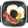 Elite Gourmet EG808 8” x 8" Non-stick Electric Skillet, Dishwasher Safe with Tempered Glass Vented Lid, Rapid Heat Up, 600W, Black