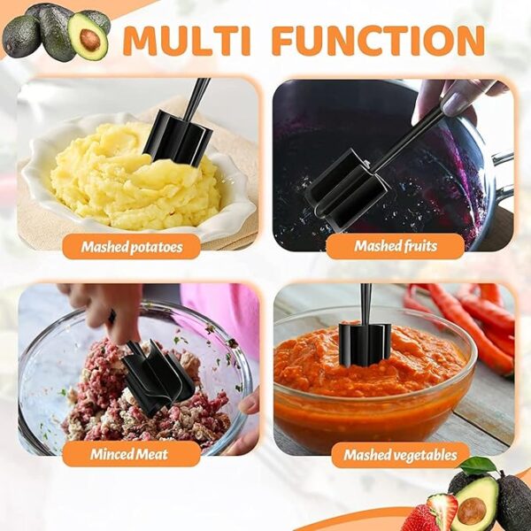 Meat Chopper, Hamburger Chopper, Potato Masher-Professional Multifunctional Heat Resistant Nylon Ground Beef Smasher Kitchen Tools And Gadgets, ​Safe For Non-Stick Cookware. - Image 4