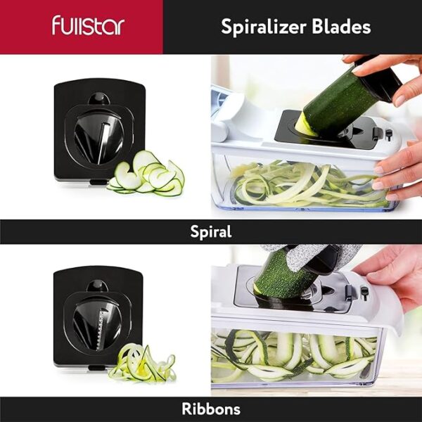 Fullstar Vegetable Chopper and Spiralizer - Food Chopper with Container, Fruit Slicer, Kitchen Gadgets & Accessories, Home Essentials (4 in 1, White) - Image 4