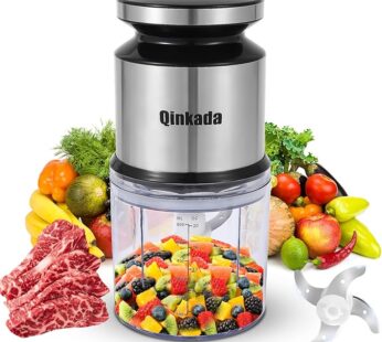 Mini Food Processor, 2.5 Cup/ 600 ML Baby Food Maker, 400 W Power Electric Grinder Chopper for Fruit, Vegetable, Meat, Baby Food Puree Blender (Sliver)