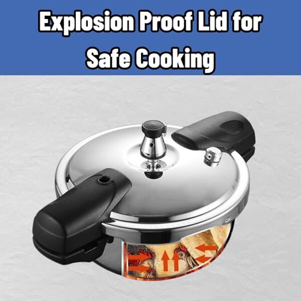 Compact Small Pressure Cooker, 3.17 Quart Stainless Steel Pressure Cooker with Safety Valve 80kpa Safe Explosion Mini Cooker for Gas Stove Induction Cooker - Image 5