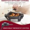 Elite Gourmet EG808 8” x 8" Non-stick Electric Skillet, Dishwasher Safe with Tempered Glass Vented Lid, Rapid Heat Up, 600W, Black - Image 3