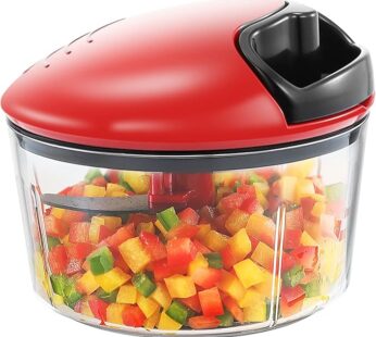 Food Chopper Manual, Onion Garlic Vegetable Cutter Easy to Clean, Hand Nut Chopper for Vegetable, Fruit, Salad, etc – 2.5 Cup (Red)