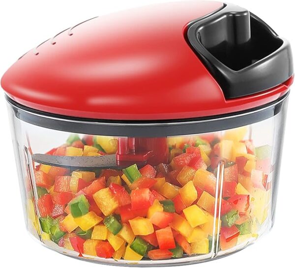 Food Chopper Manual, Onion Garlic Vegetable Cutter Easy to Clean, Hand Nut Chopper for Vegetable, Fruit, Salad, etc - 2.5 Cup (Red)