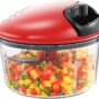 Food Chopper Manual, Onion Garlic Vegetable Cutter Easy to Clean, Hand Nut Chopper for Vegetable, Fruit, Salad, etc - 2.5 Cup (Red)