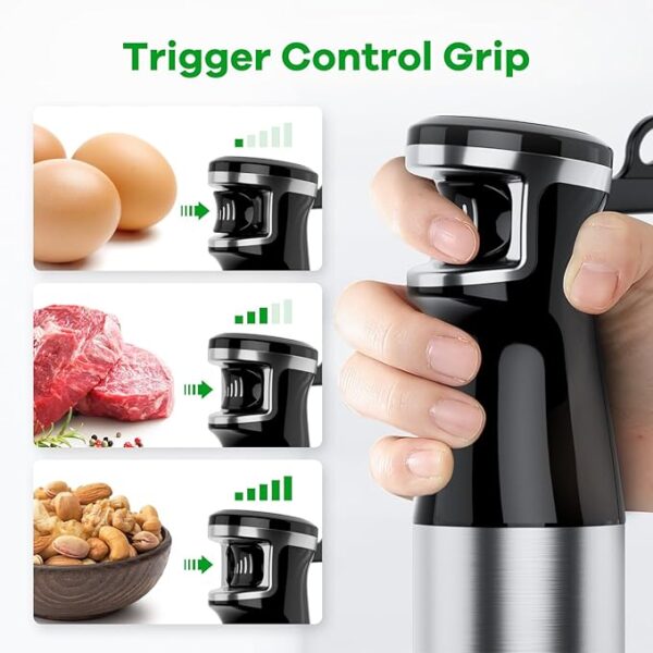 Immersion Blender Handheld Corded Hand Blenders Set 1100W, Trigger Variable Speed 5 in 1 Stick Emulsifier with Chopper, Whisk and Frother for Soup, Baby Food and Smoothies - Image 2
