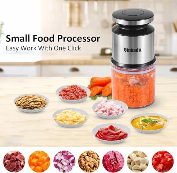 Mini Food Processor, 2.5 Cup/ 600 ML Baby Food Maker, 400 W Power Electric Grinder Chopper for Fruit, Vegetable, Meat, Baby Food Puree Blender (Sliver) - Image 3