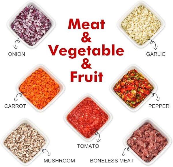 Food Chopper Manual, Onion Garlic Vegetable Cutter Easy to Clean, Hand Nut Chopper for Vegetable, Fruit, Salad, etc - 2.5 Cup (Red) - Image 5