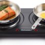 Elite Gourmet EDB-302BF# Countertop Double Cast Iron Burner, 1500 Watts Electric Hot Plate, Temperature Controls, Power Indicator Lights, Easy to Clean, Black