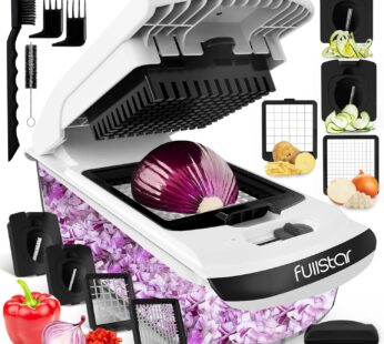 Fullstar Vegetable Chopper and Spiralizer – Food Chopper with Container, Fruit Slicer, Kitchen Gadgets & Accessories, Home Essentials (4 in 1, White)