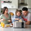 Mueller UltraToast Full Stainless Steel Toaster 4 Slice, Long Extra-Wide Slots for Bagels and Waffles, 6 Browning Levels, LED Display, Cancel/Defrost/Reheat Functions & Removable Tray, Kitchen Gadgets - Image 5