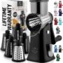 Zulay Kitchen Rotary Cheese Grater 5 Blade Cheese Shredder - Manual Hand Crank Cheese Grater With Reinforced Suction & 5 Interchangeable Drums - Easy to Use, Vegetable Chopper Round Mandoline Slicer
