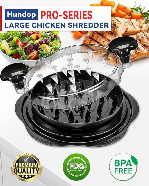 Chicken Shredder Tool Twist for Kitchen, Manual Chicken Breast Grinder Machine for Ground Food, Meat & Vegetables (Elegant Black) - Image 3
