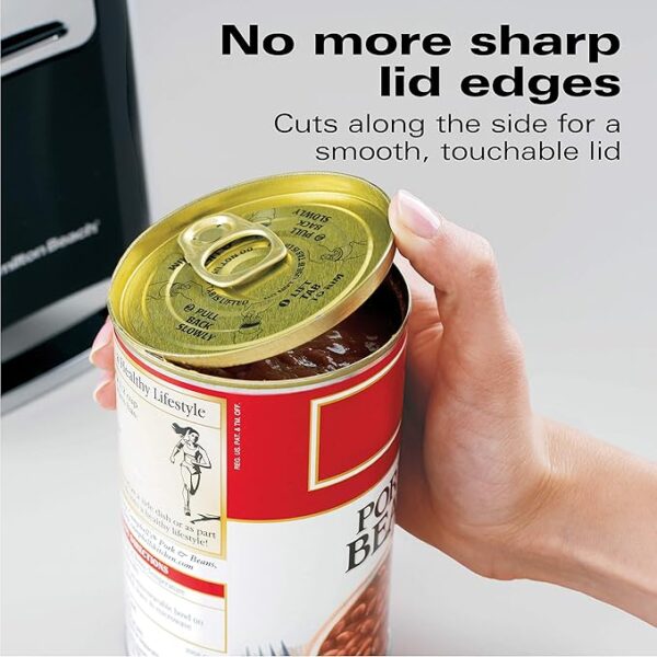 Hamilton Beach Smooth Touch Electric Automatic Can Opener with Easy Push Down Lever, Eliminates Sharp Edges, Opens All Standard-Size and Pop-Top Cans, Extra Tall, Black and Chrome (76606AG) - Image 3
