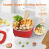 Audecook Hot Pot Electric 2L, Cermic Glaze Non-Stick Frying Pan 8 Inch, Portable Travel Cooker for Ramen/Steak/Fried Rice/Oatmeal/Soup, with Dual Power Control (Silicone Spatula Included) - Image 3