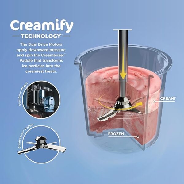 Ninja NC301 CREAMi Ice Cream Maker, for Gelato, Mix-ins, Milkshakes, Sorbet, Smoothie Bowls & More, 7 One-Touch Programs, with (2) Pint Containers & Lids, Compact Size, Perfect for Kids, Silver - Image 5
