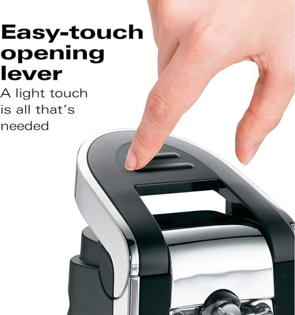 Hamilton Beach Smooth Touch Electric Automatic Can Opener with Easy Push Down Lever, Eliminates Sharp Edges, Opens All Standard-Size and Pop-Top Cans, Extra Tall, Black and Chrome (76606AG) - Image 4