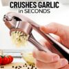 Zulay Kitchen Premium Garlic Press Set - Rust Proof & Dishwasher Safe Professional Garlic Mincer Tool - Easy-Squeeze, Easy-Clean with Soft, Ergonomic Handle - Silicone Garlic Peeler & Brush (Silver) - Image 2