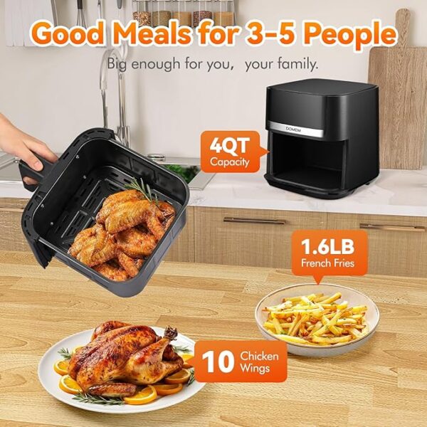 Air Fryer 4.2 Qt Oven, 8-in-1 Multicooker with Non-Stick Basket, Air Fryer with Preset Function, Cooker for Healthy and Low-Oil Meals, Convenient Operation - Image 4