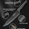 Knife Set, 15 Pcs Kitchen Knife Set with Block Self Sharpening, Dishwasher Safe, 6 Steak Knives, Anti-slip handle, Black - Image 4