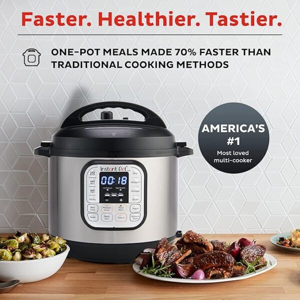 Instant Pot Duo 7-in-1 Electric Pressure Cooker, Slow Cooker, Rice Cooker, Steamer, Sauté, Yogurt Maker, Warmer & Sterilizer, Includes App With Over 800 Recipes, Stainless Steel, 6 Quart - Image 4