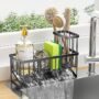 Cisily Kitchen Sink Caddy Organzier with High Brush Holder, Sponge Holder for Sink, 304 Rustproof Stainless, Kitchen Countertop Soap Dispenser Organizer, Kitchen Decor and Accessories